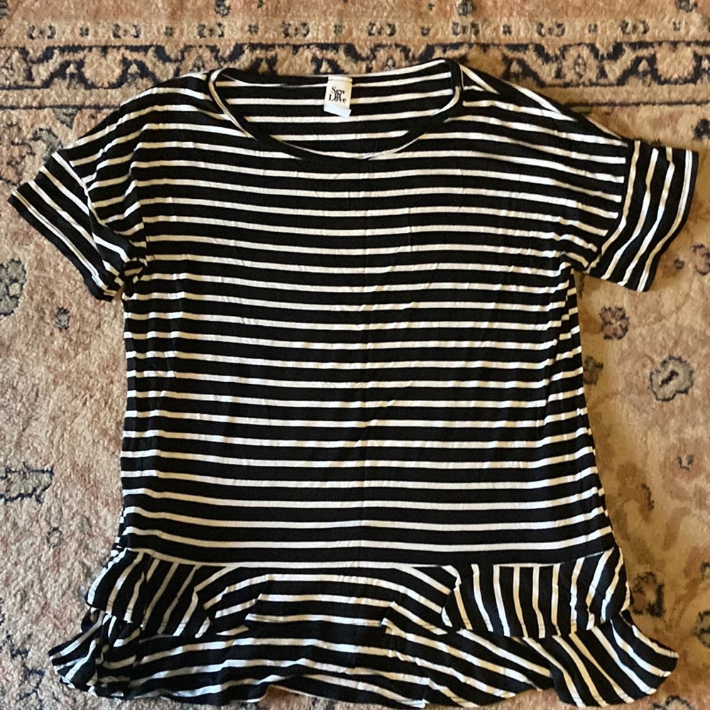 Sew in Love black and white striped swing top